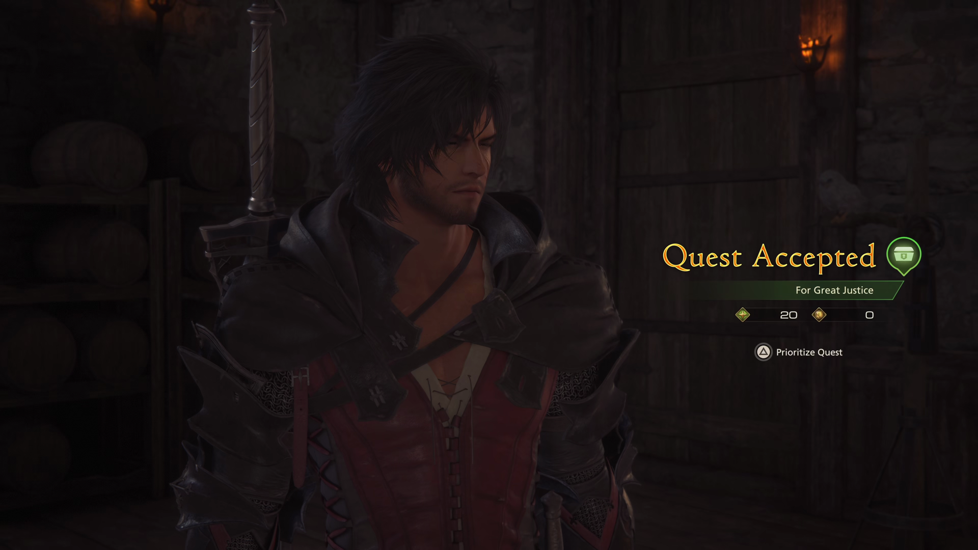 Accepting the For Great Justice Optional Quest from Quinten