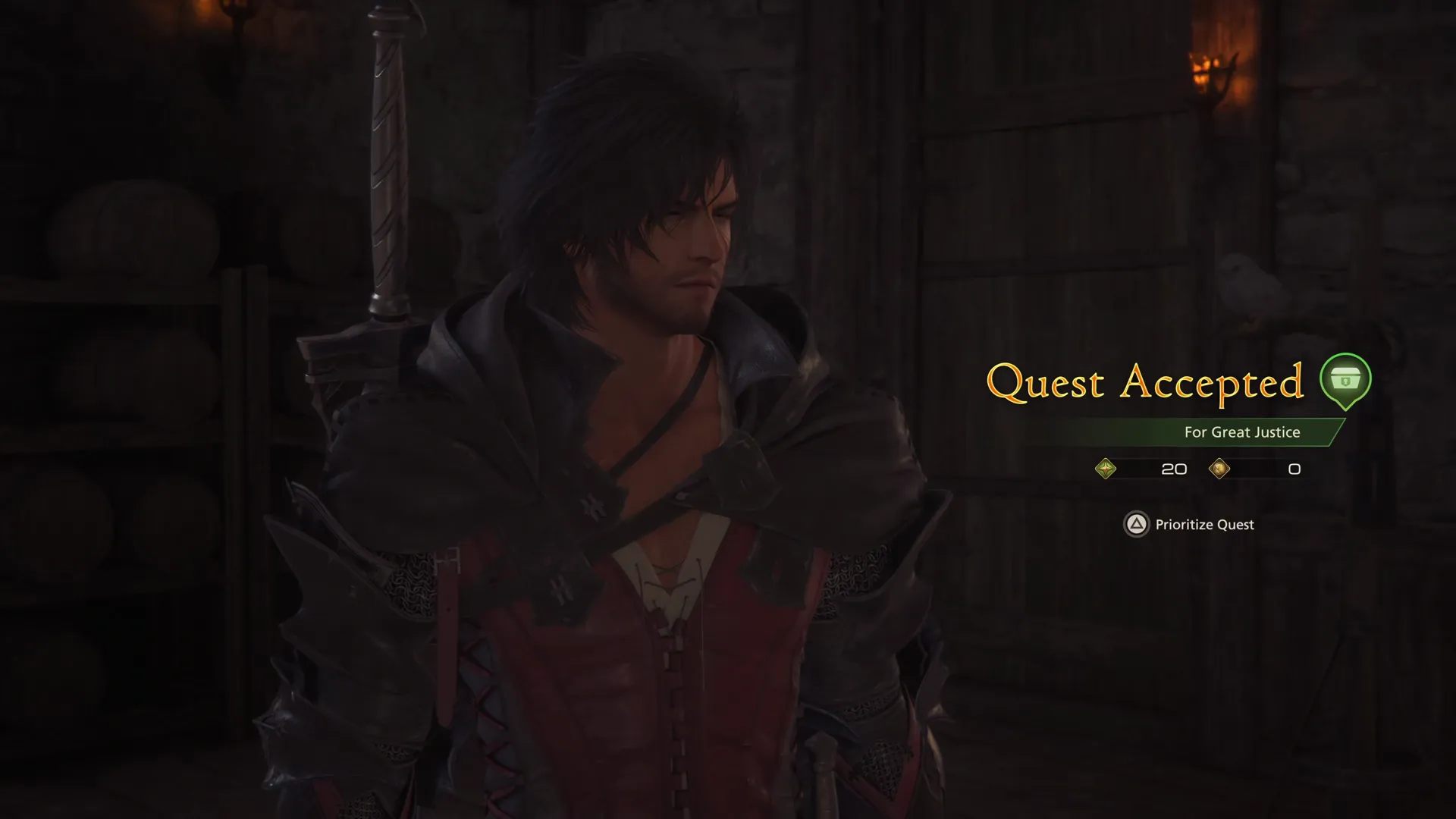 Accepting the For Great Justice Optional Quest from Quinten