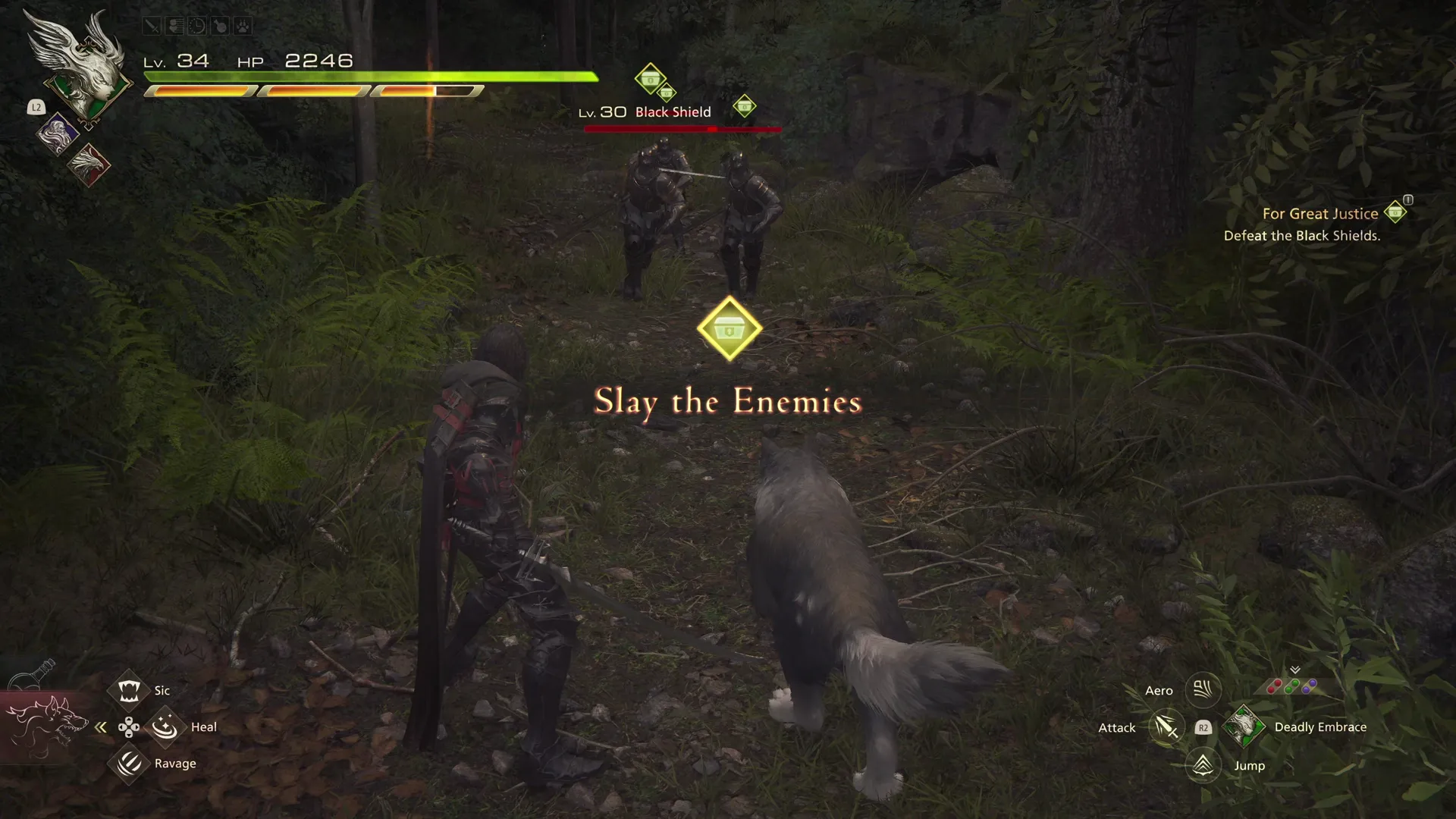 Defeating the Black Shield soldiers just north of Lostwing