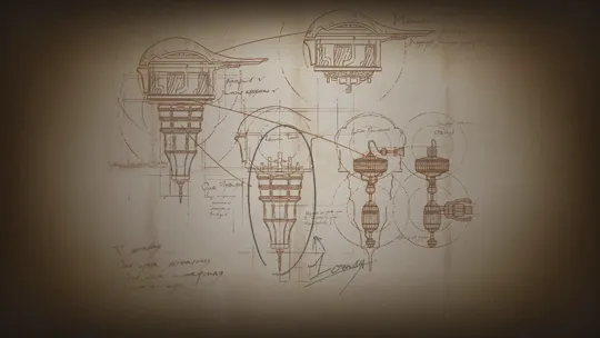 The plans that Mid provides to Clive for building her new ship, the Enterprise