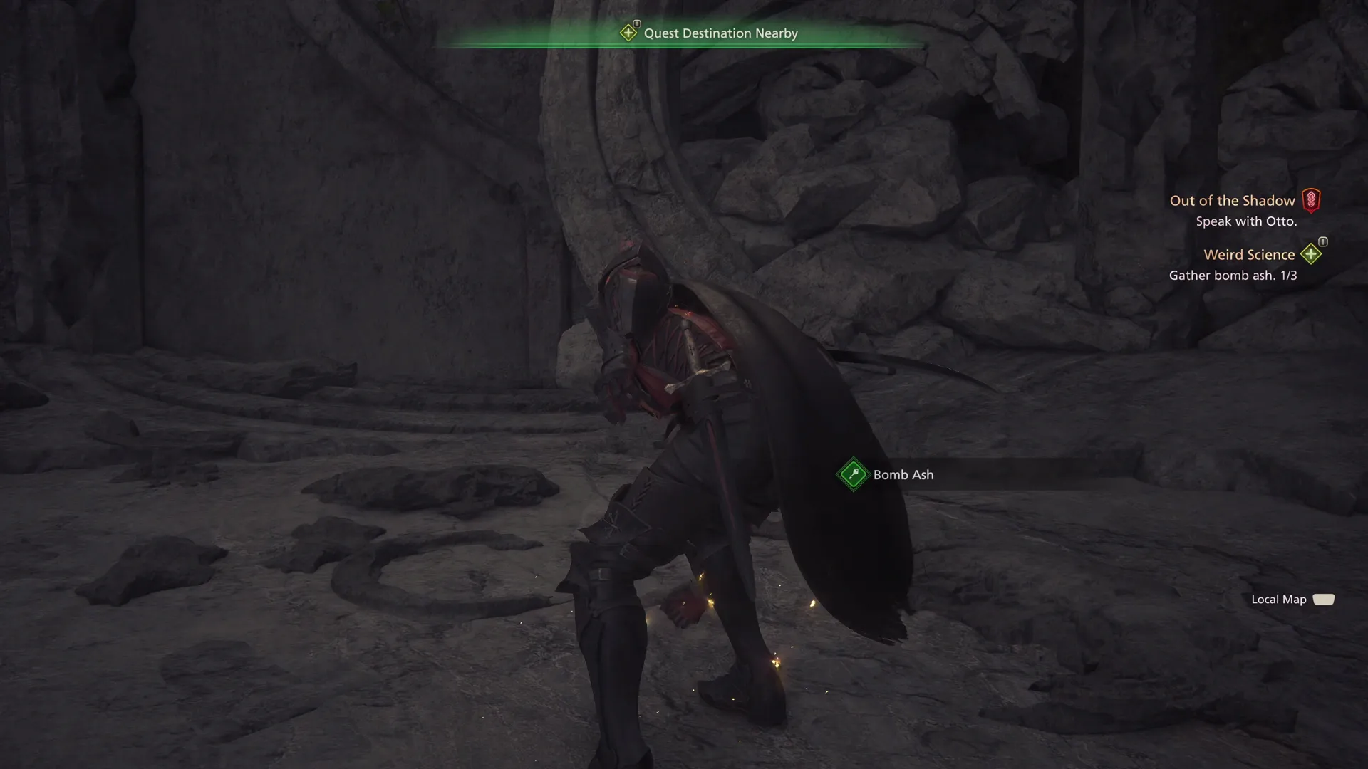 Picking up the Bomb Ash quest items after the Bomb King as been defeated