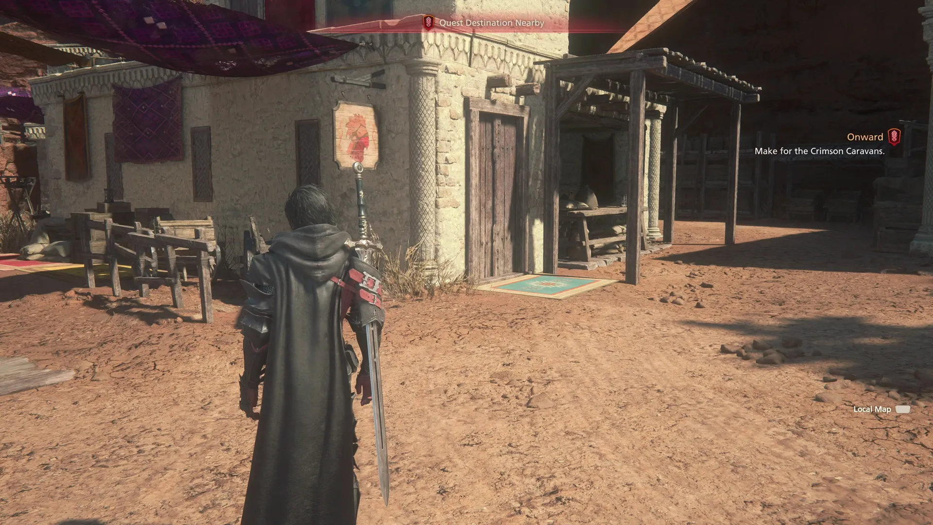 Clive reaching the Crimson Caravans in the Boklad Markets