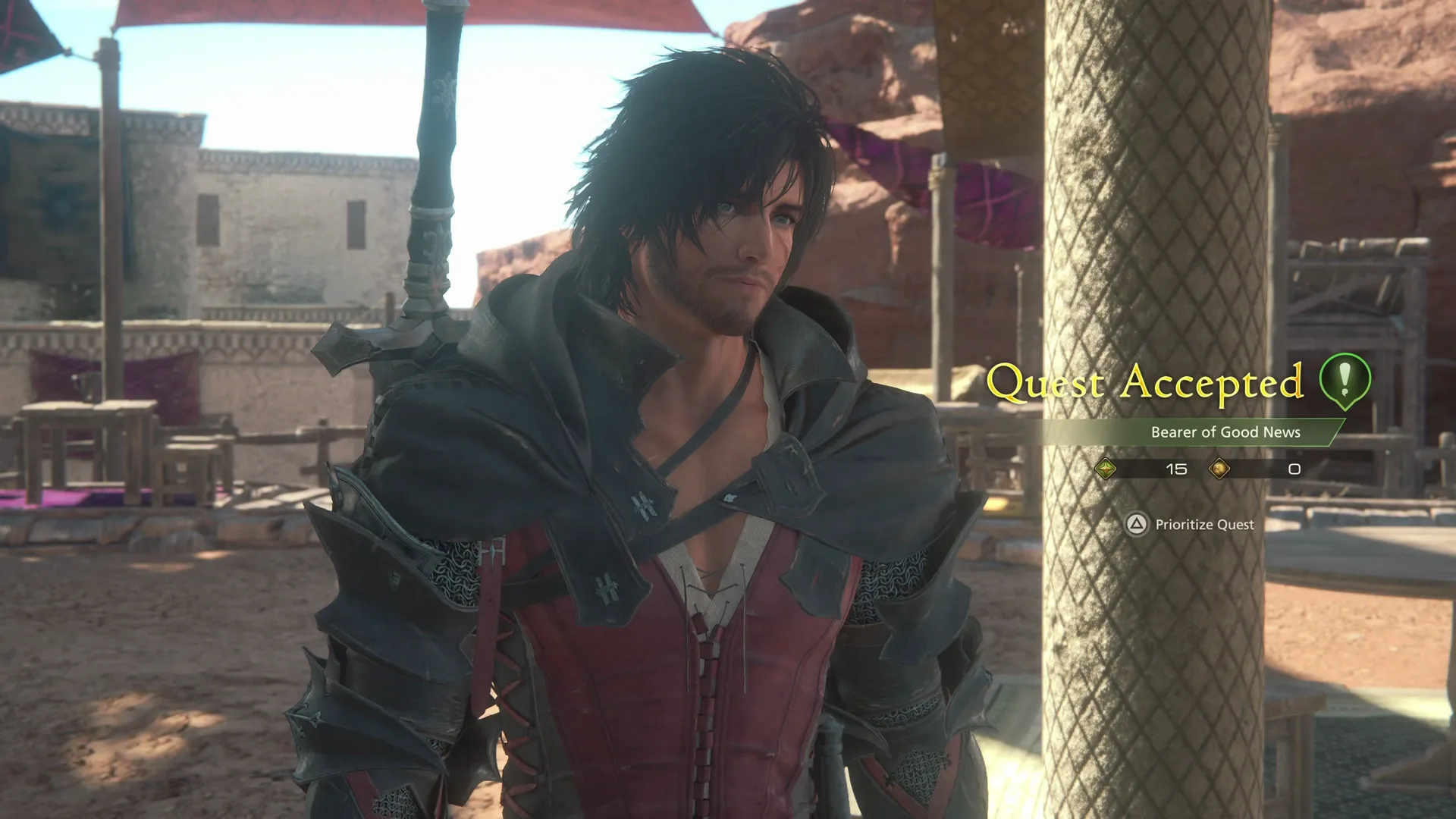 Accepting the Bearer of Good News Optional Quest from Ondrej in the Boklad Markets