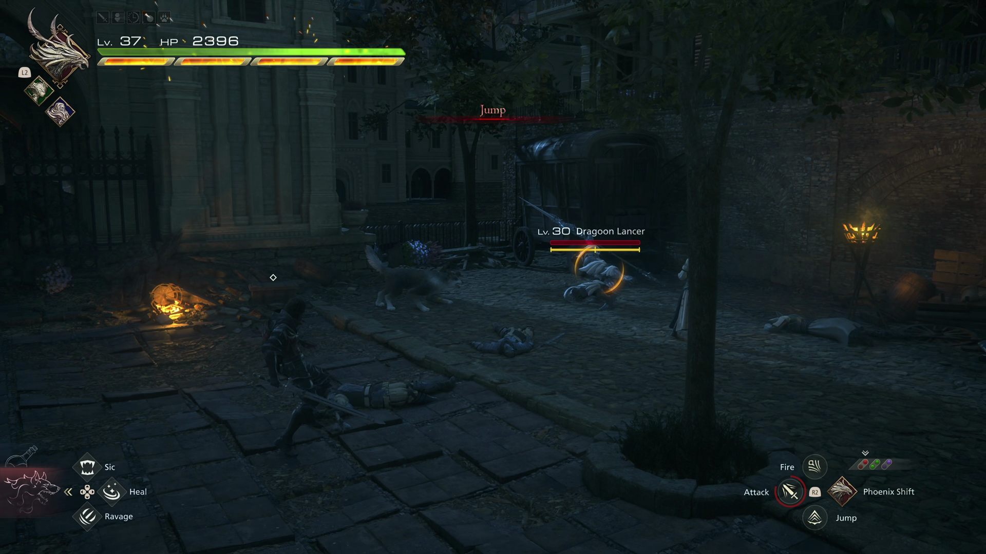 Battle against a Dragoon Lander as it initiates its Jump attack