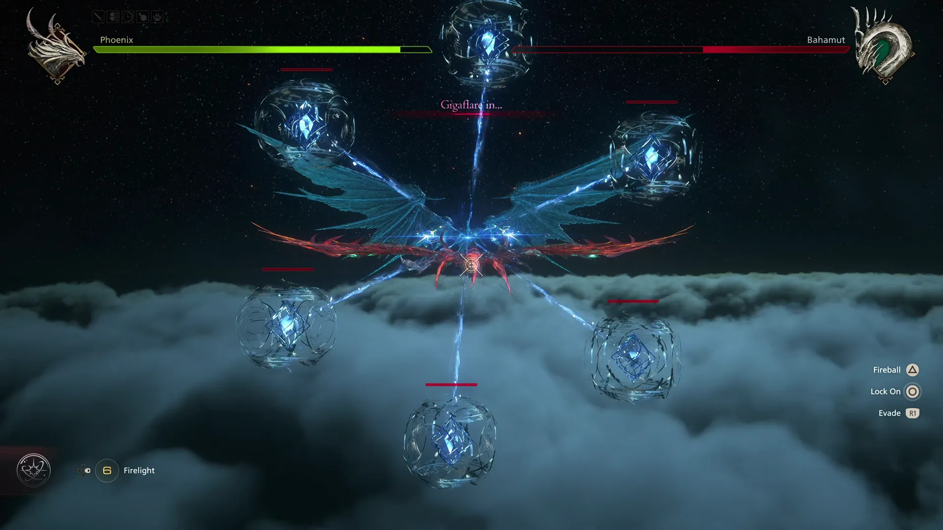 Bahamut using its Gigaflare attack during the Phoenix phase