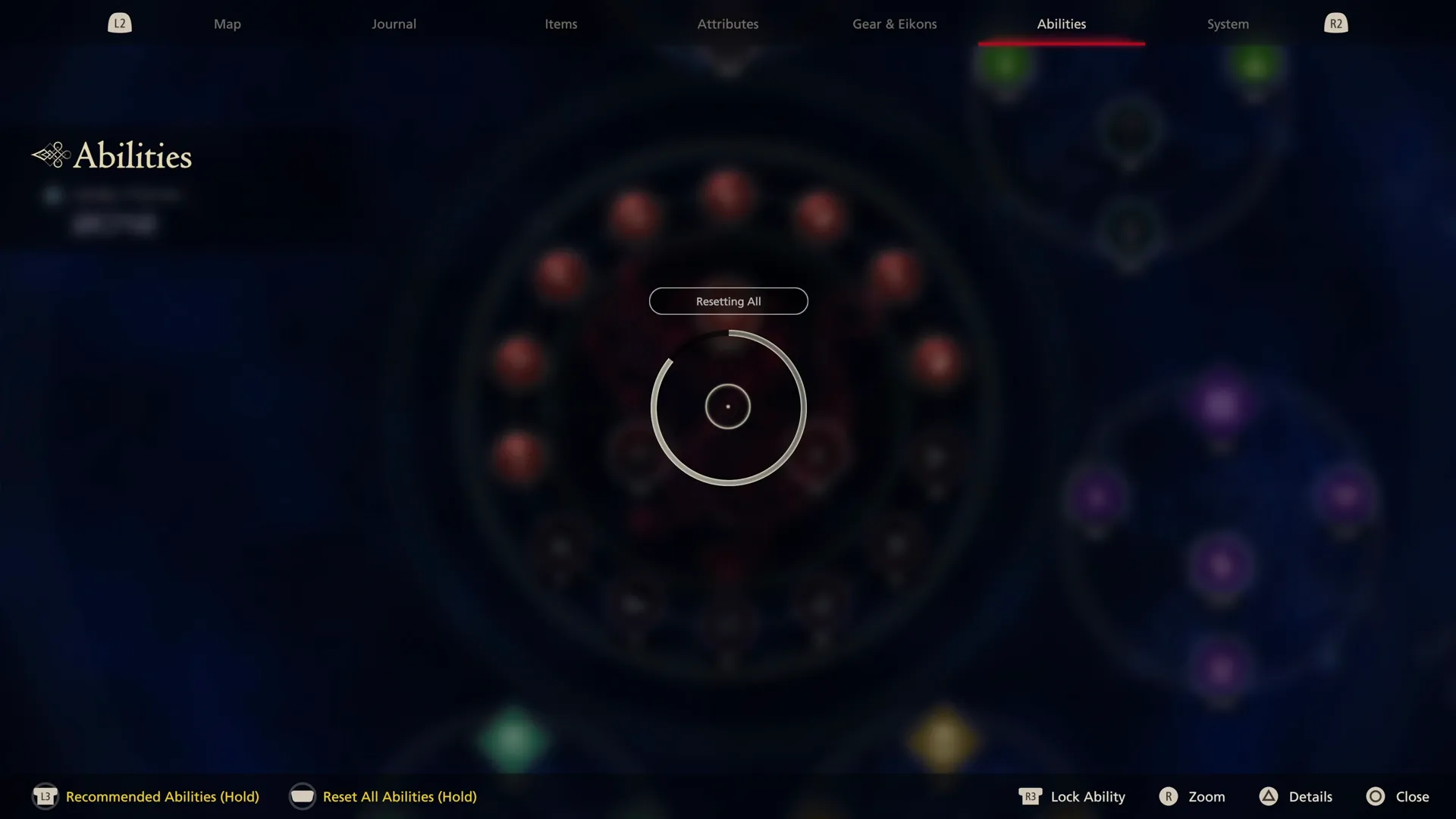 Reseting the abilities from the menu screen