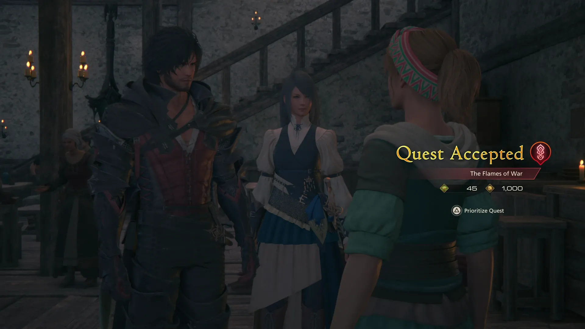 Accepting The Flames of War Main Scenario Subquest from Martha in the Golden Stables