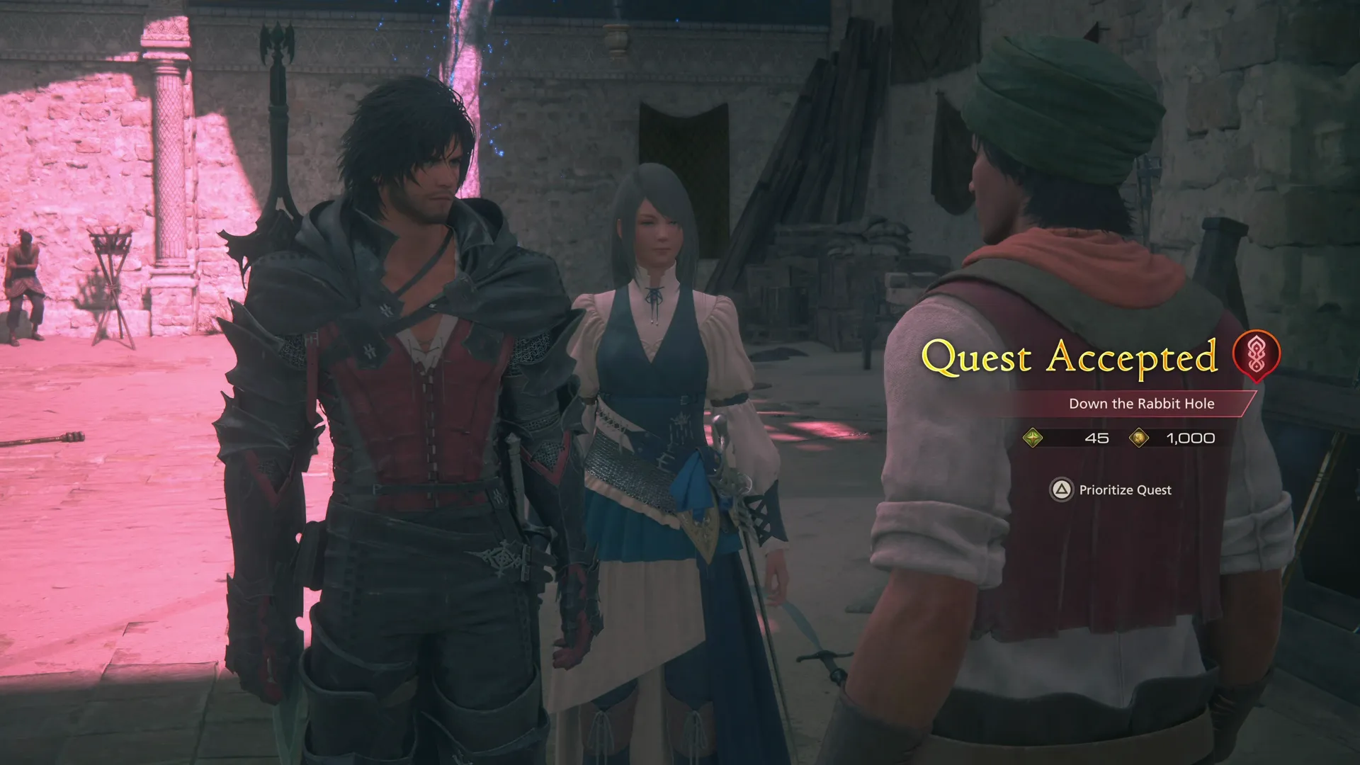 Accepting the Down the Rabbit Hole Main Scenario Subquest from L’ubor at the Dalimil Inn