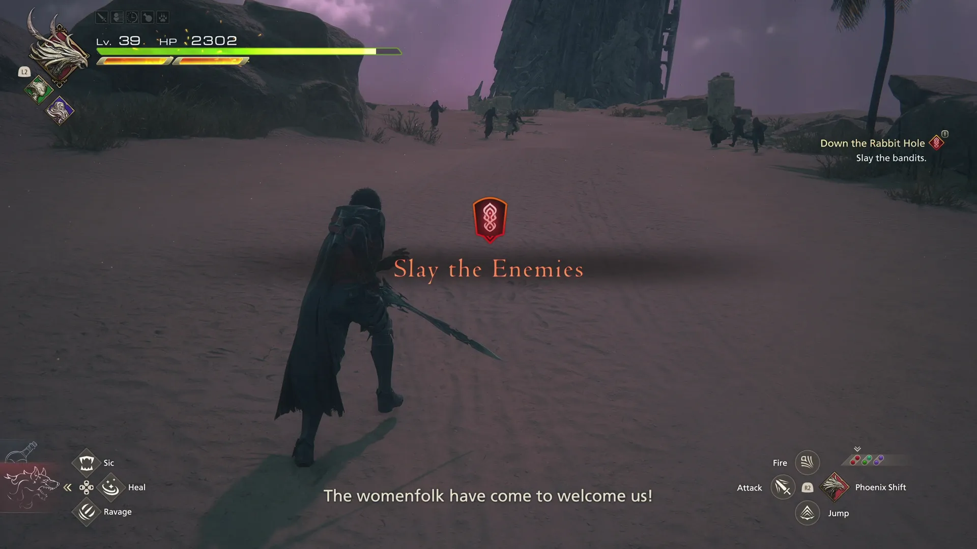 Initiating the battle to protect the north gate from Desert Bandits