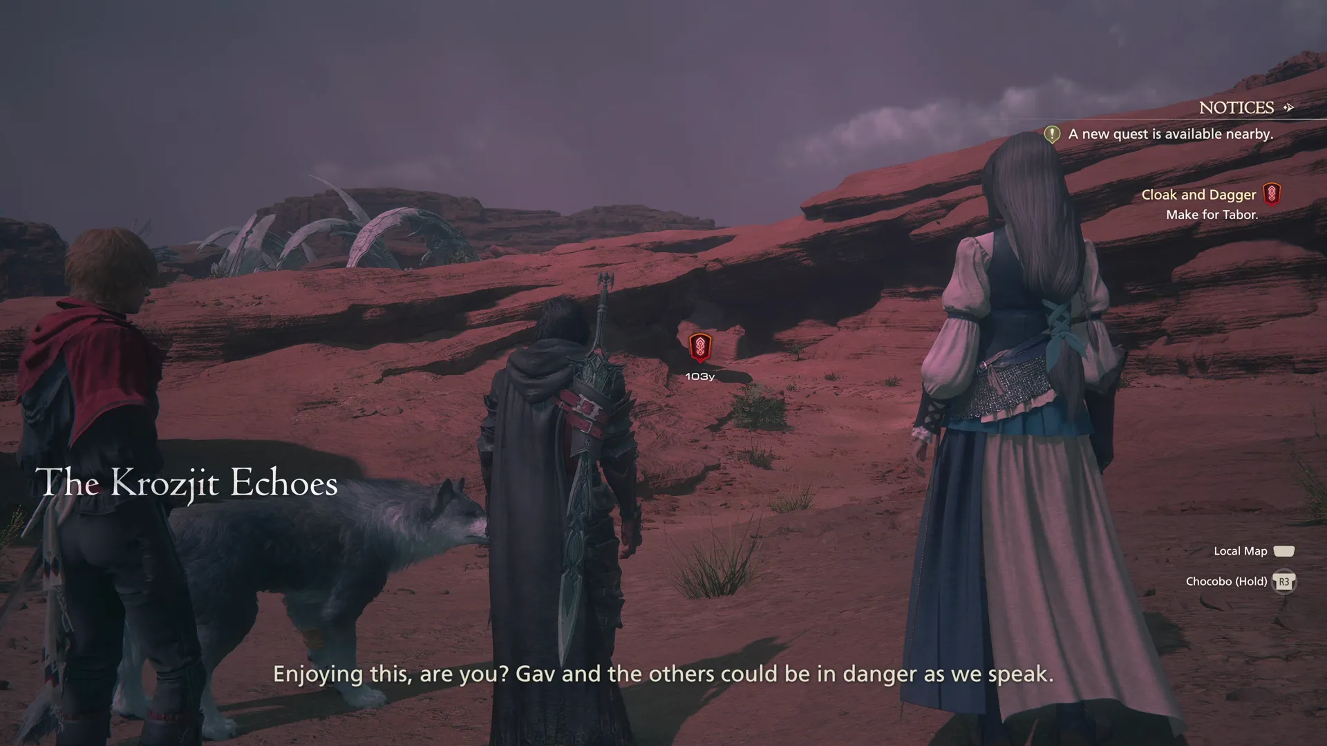 Clive, Jill, and Joshua entering the Krozjit Echoes