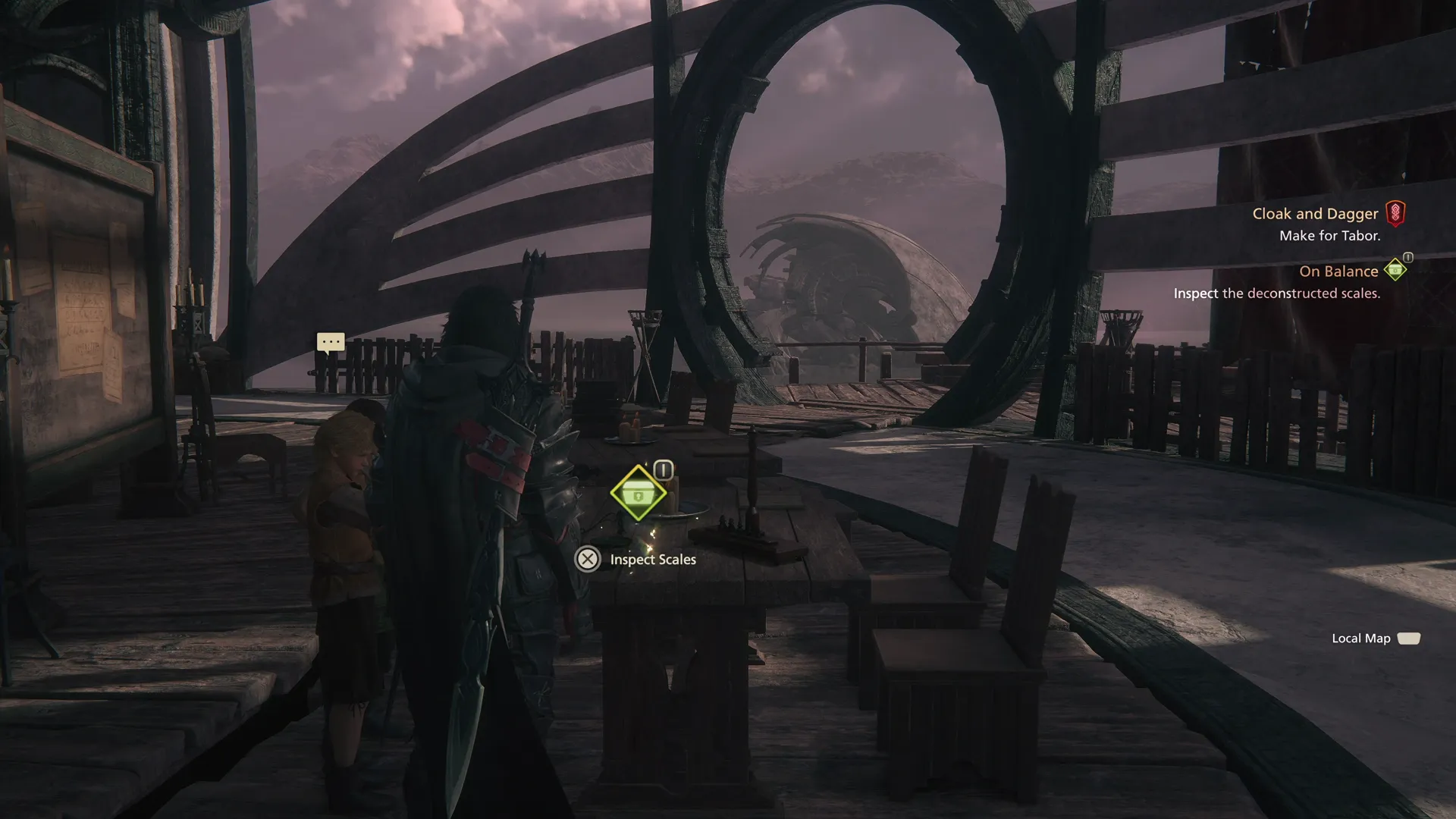 Inspecting the scales near the children in the Atrium