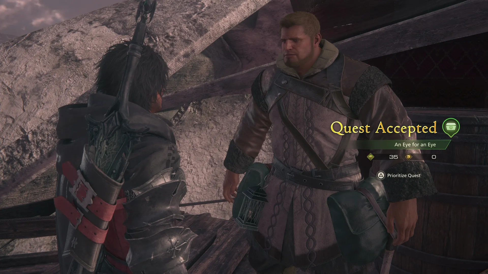 Accepting An Eye for an Eye Optional Quest from Goetz in the Hideaway