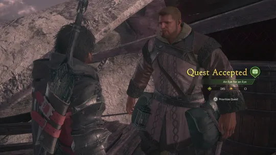 Accepting the An Eye for an Eye Optional Quest from Goetz in the Hideaway
