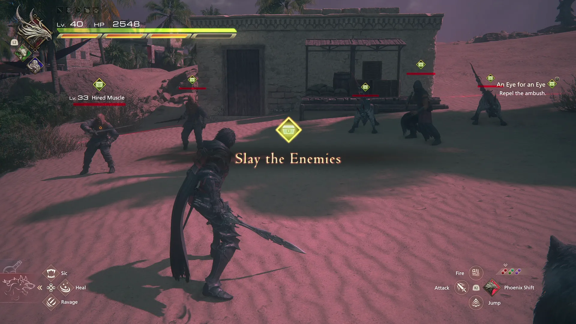 Slay the group of hired muscles just outside of the Dalimil Inn