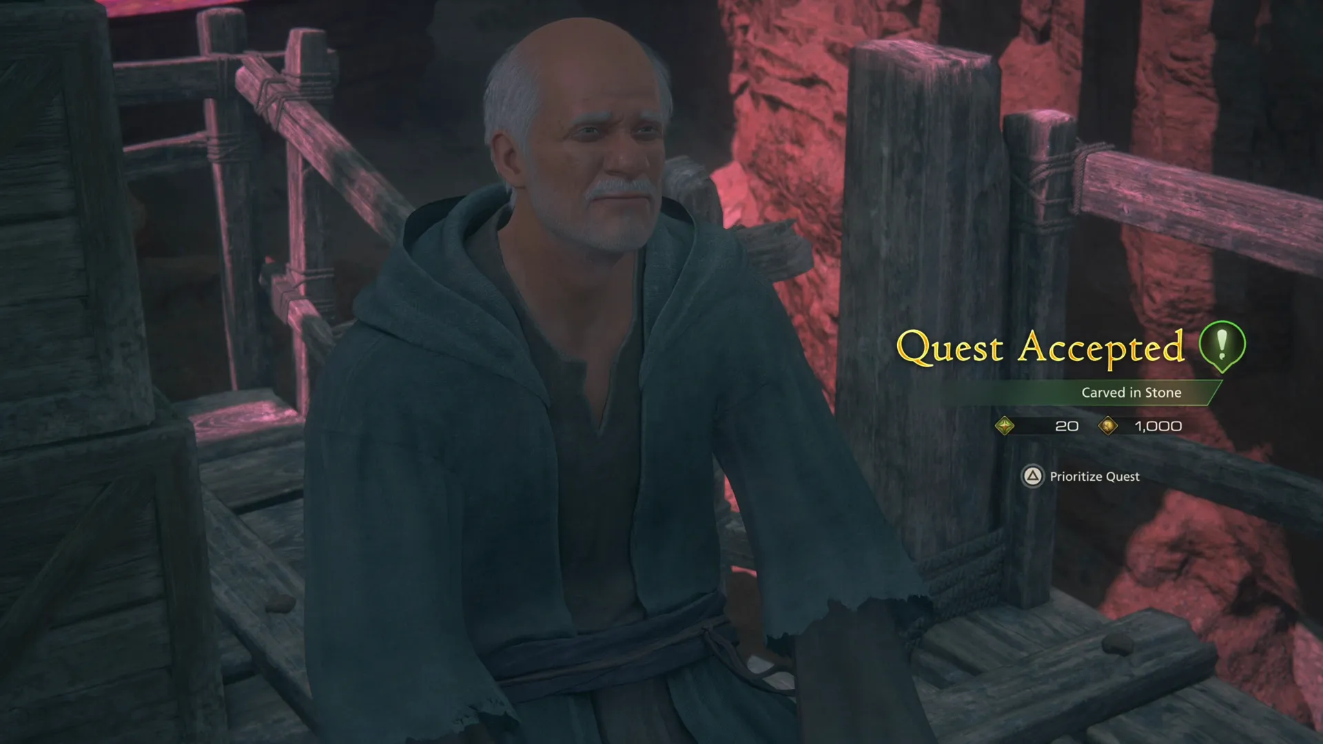 Carved in Stone Quest Accepted from Milos