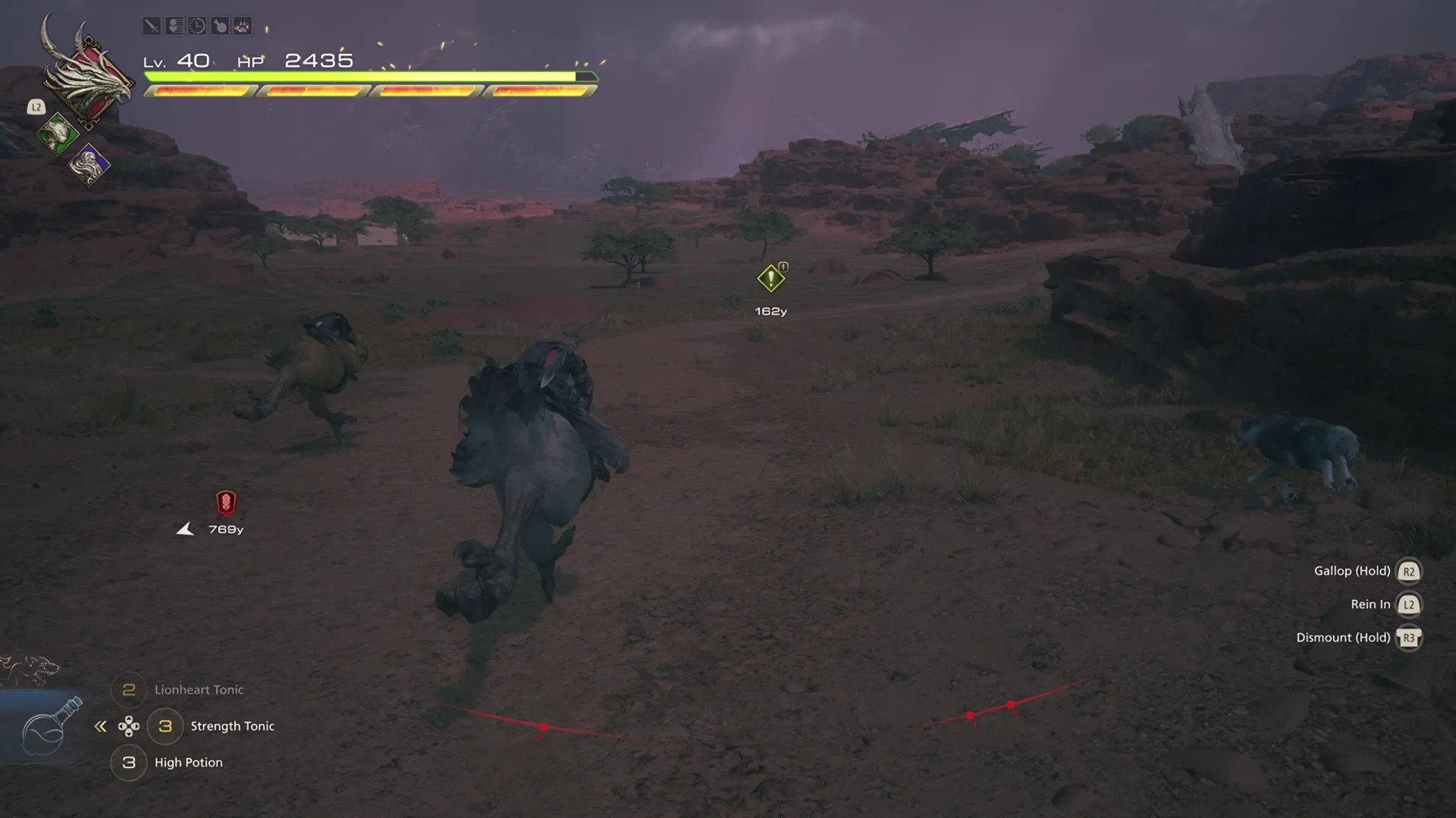 Clive riding Ambrosia towards the quest objective