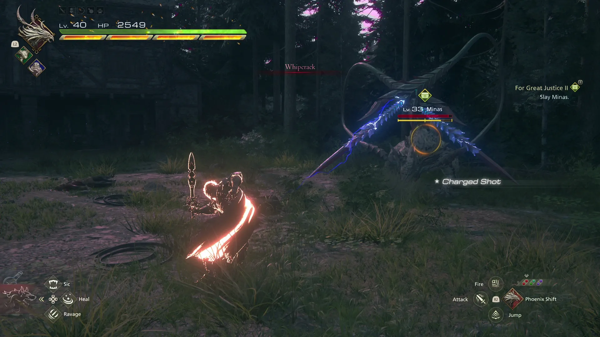 Battling against Minas, the Coeurl