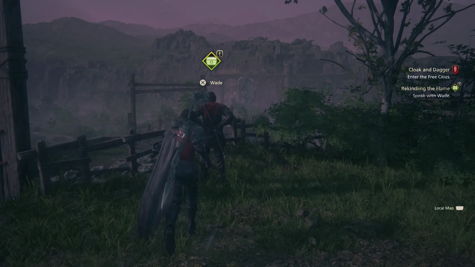 Speaking to Wade outside the Golden Stables