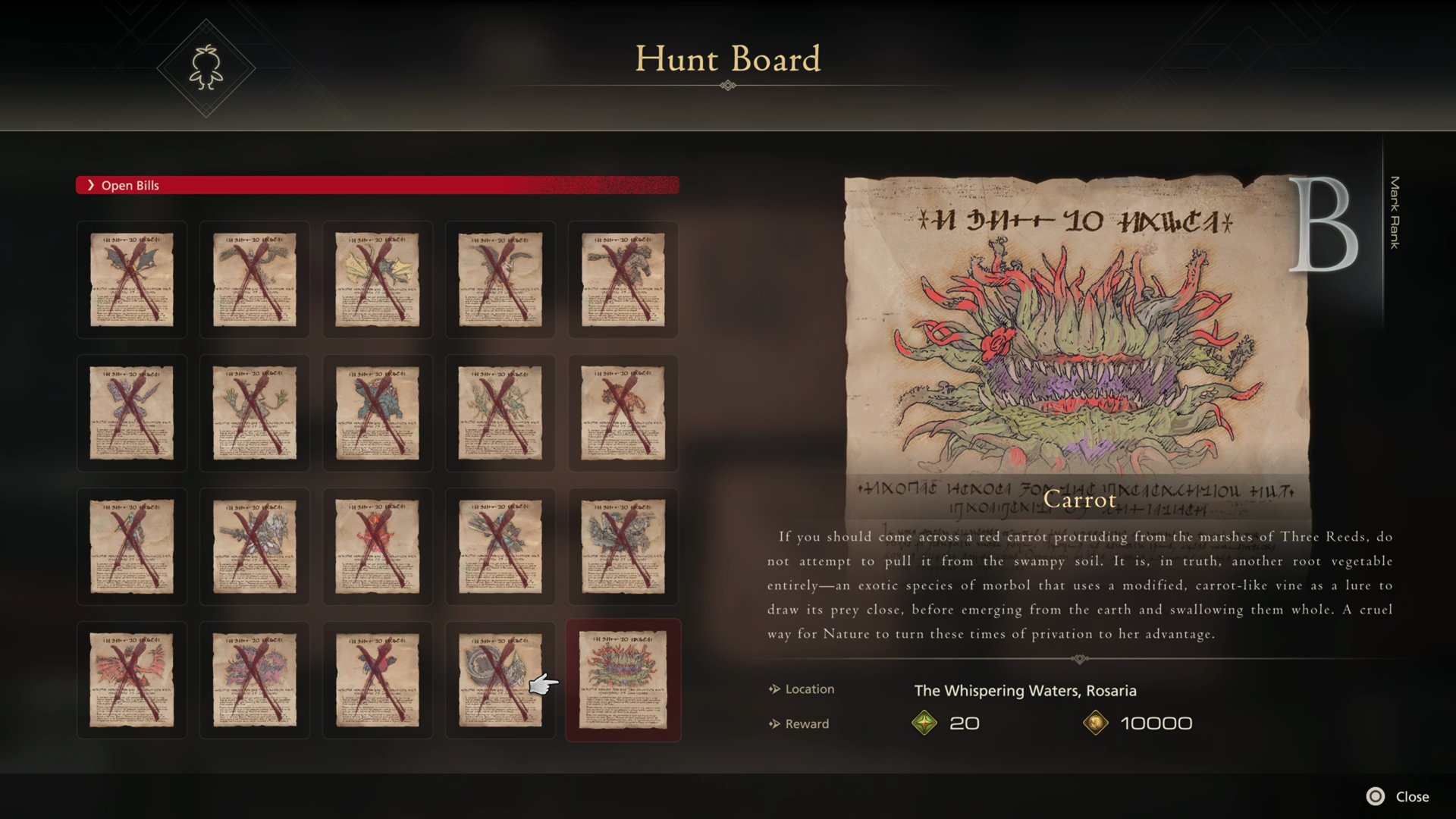 Examining the Hunt Board notice for Carrot