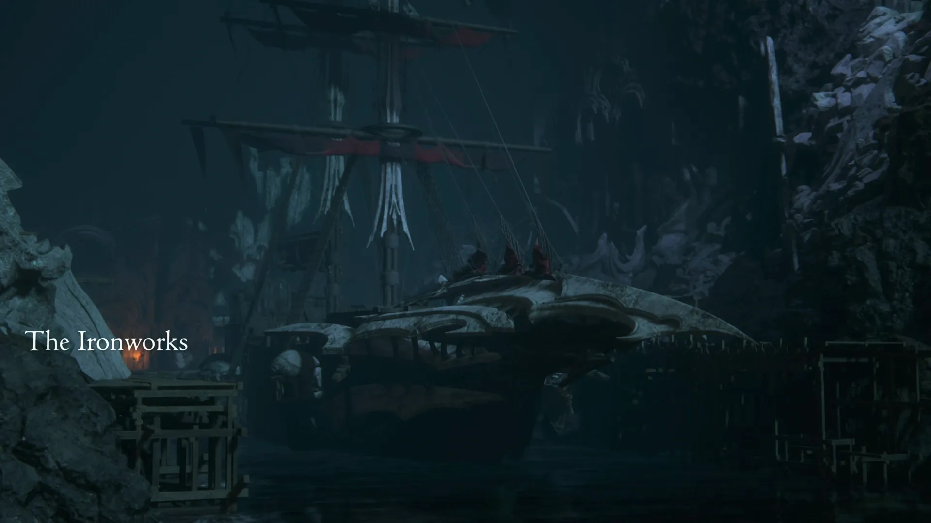 Opening cinematic looking at the Enterprise docked at the Ironworks