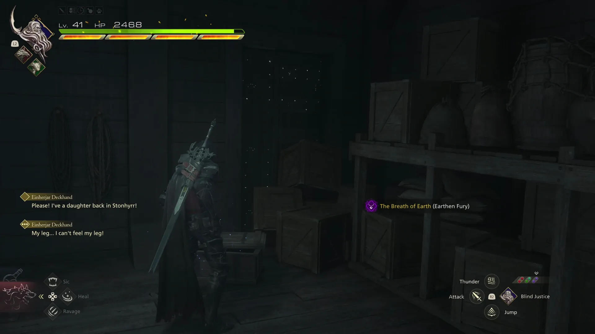 Opening the treasure coffer that contains the Breath of Earth (Earthen Fury) accessory