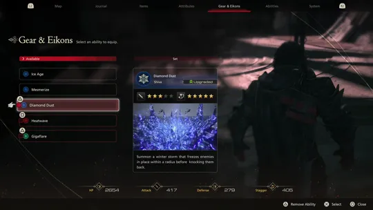 Activating Diamond Dust in the Gear & Eikons screen