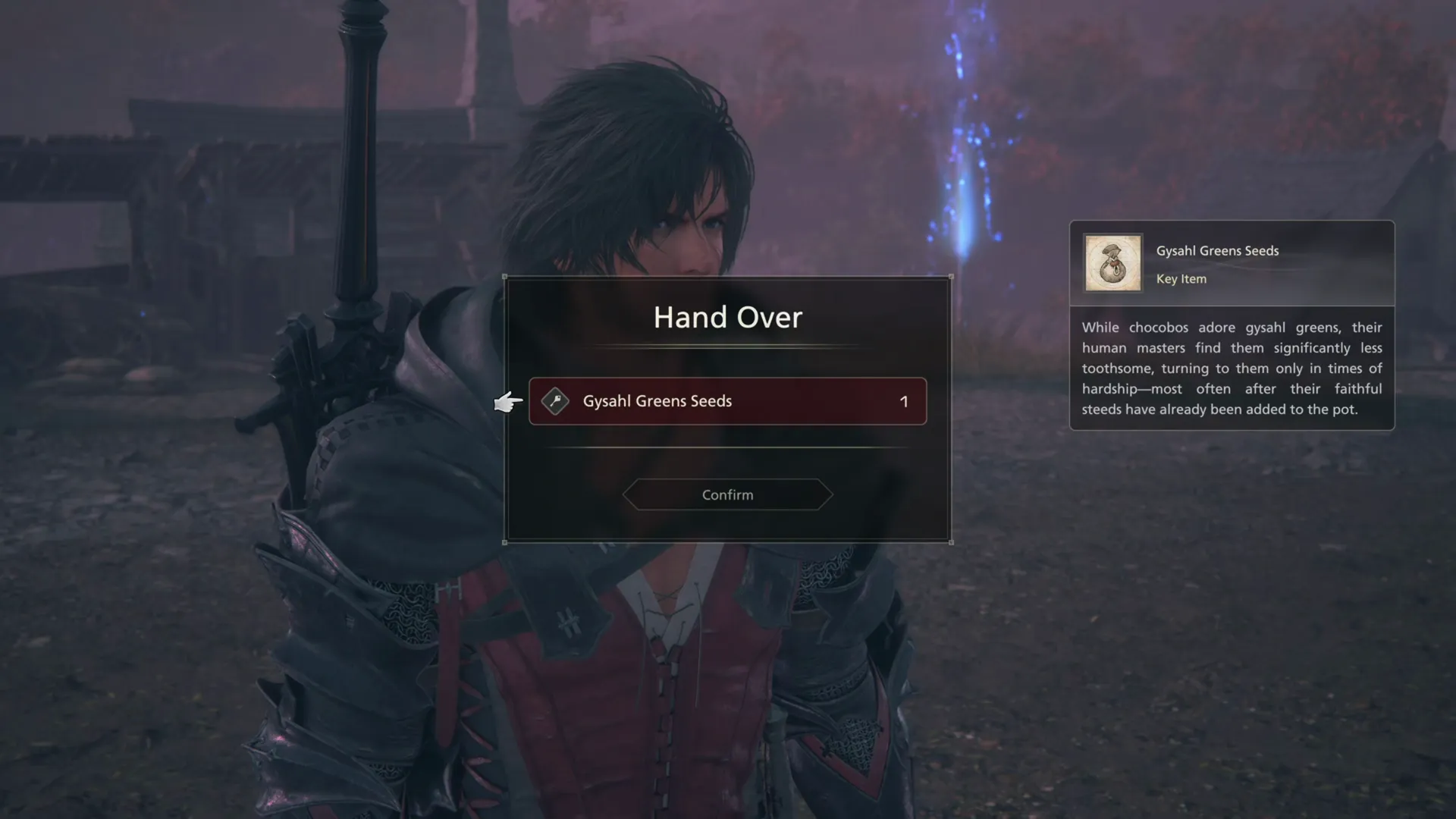 Handing over the Gysahl Greens Seeds to Wade