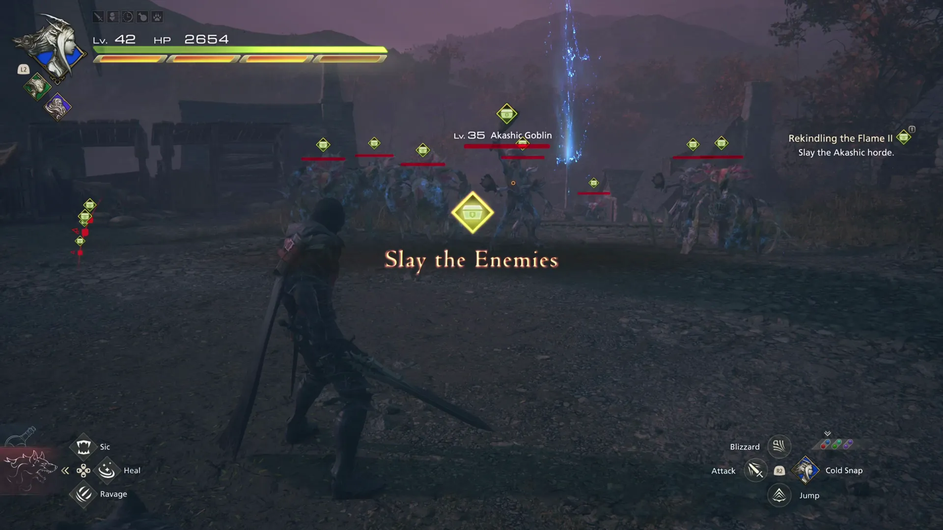 Battling against a group of Akashic goblins in Eastpool