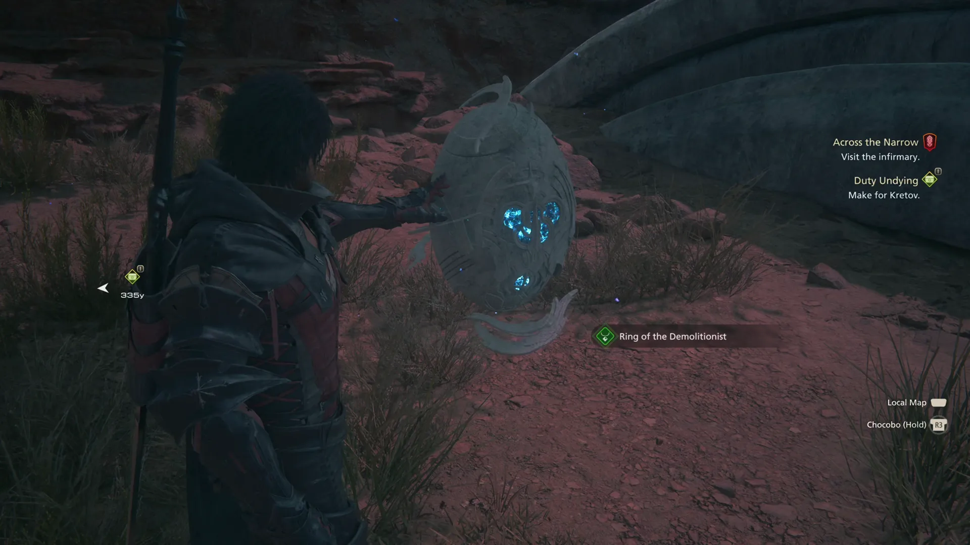 Opening a treasure coffer in Titan’s Wake that contains the Ring of the Demolitionist