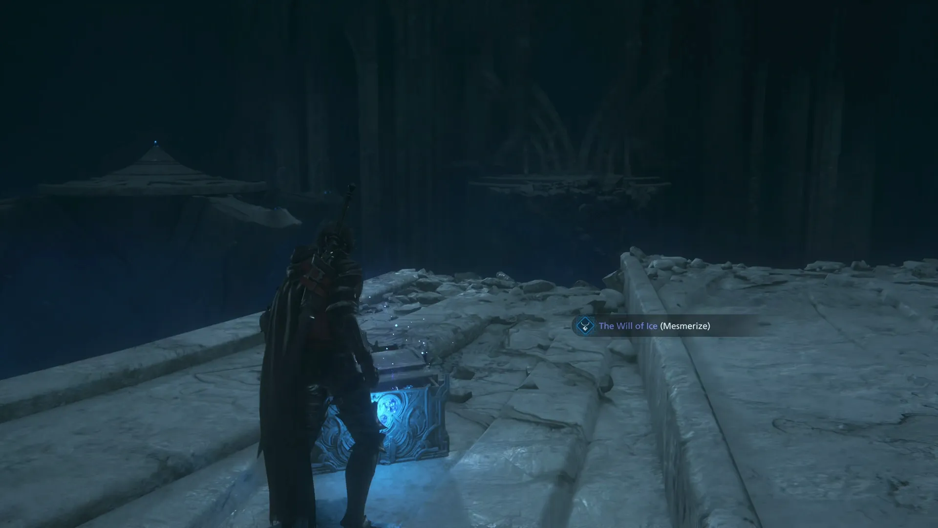 Opening a treasure coffer that contains The Will of Ice (Mesmerize) accessory