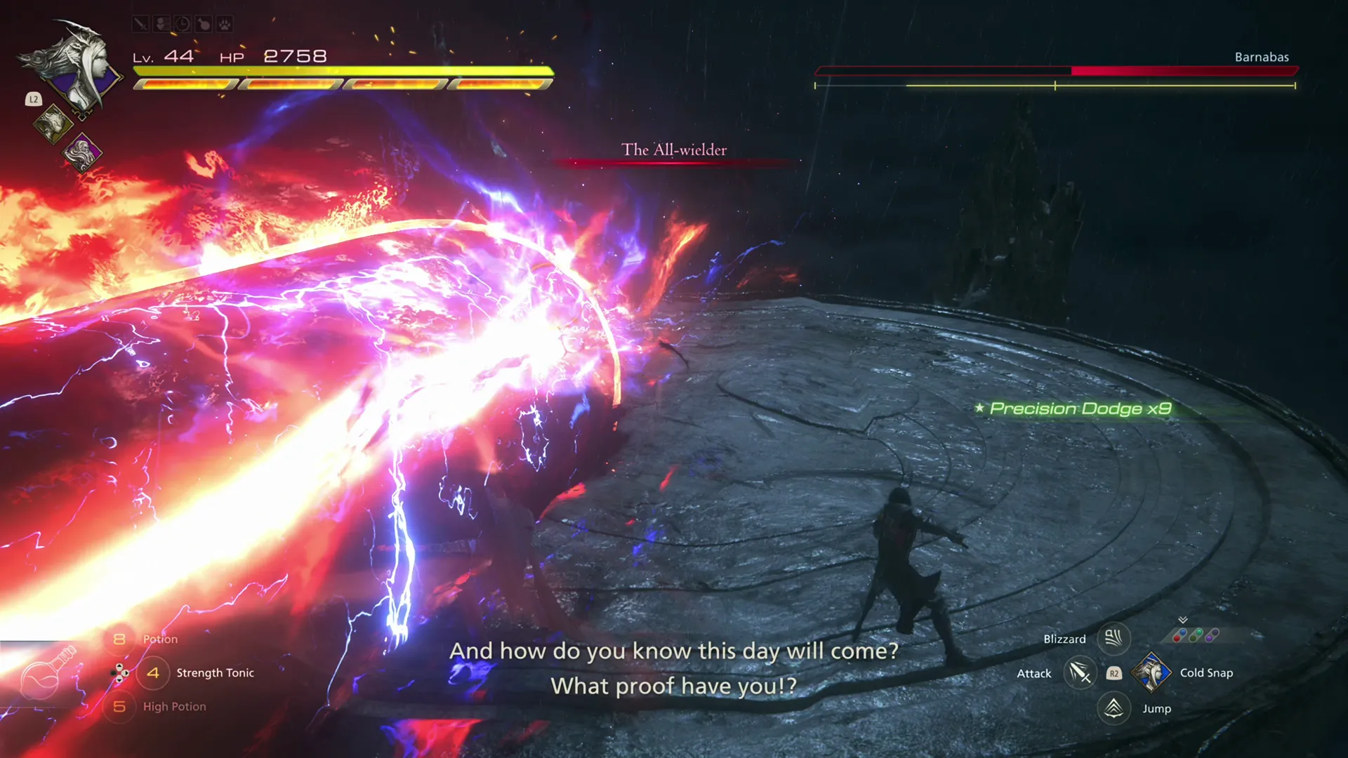 Barnabas using his All-wielder attack