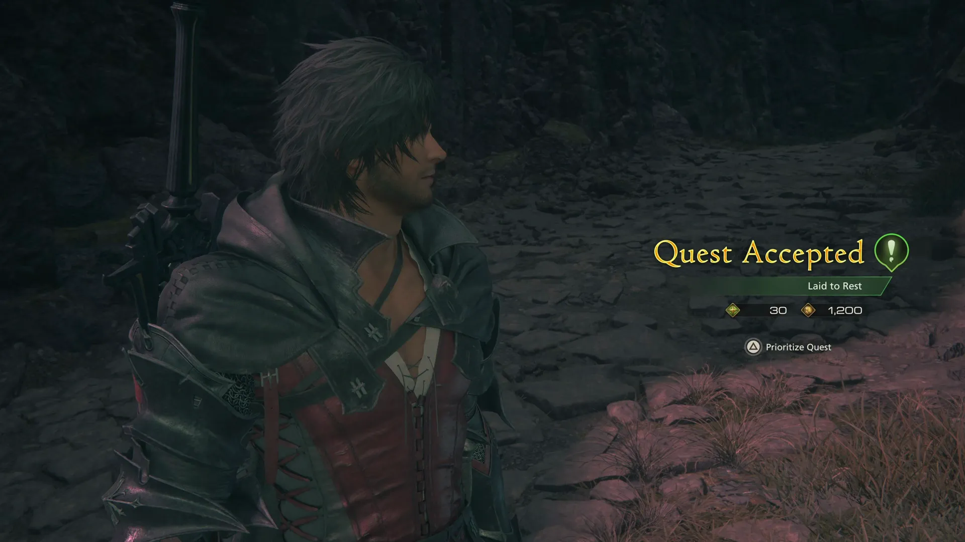 Accepting the Laid to Rest Quest from the wounded royalist before he dies