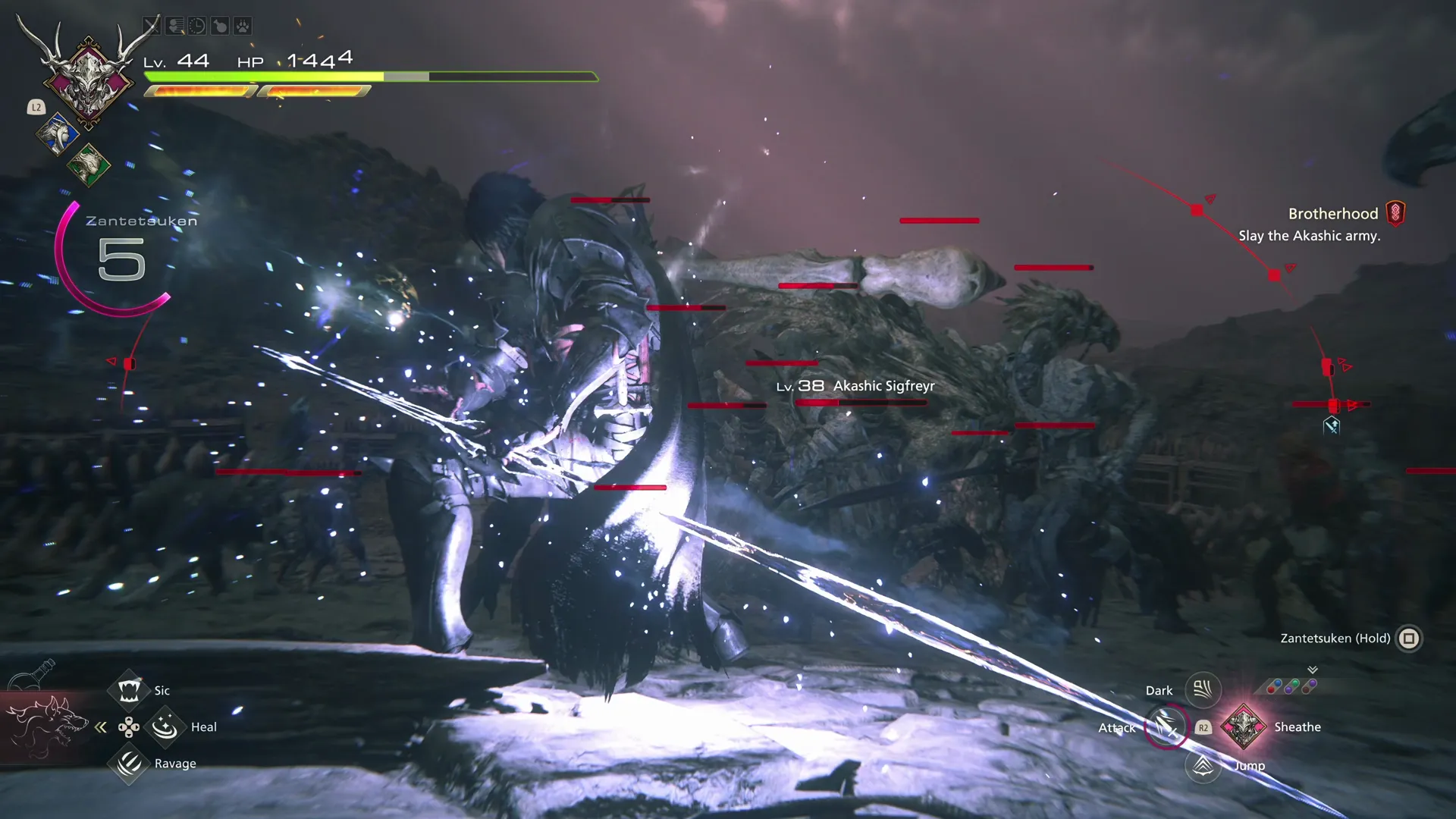 Using a level 5 Zantetsuken against a large group of enemies outside the Great Southern Gate