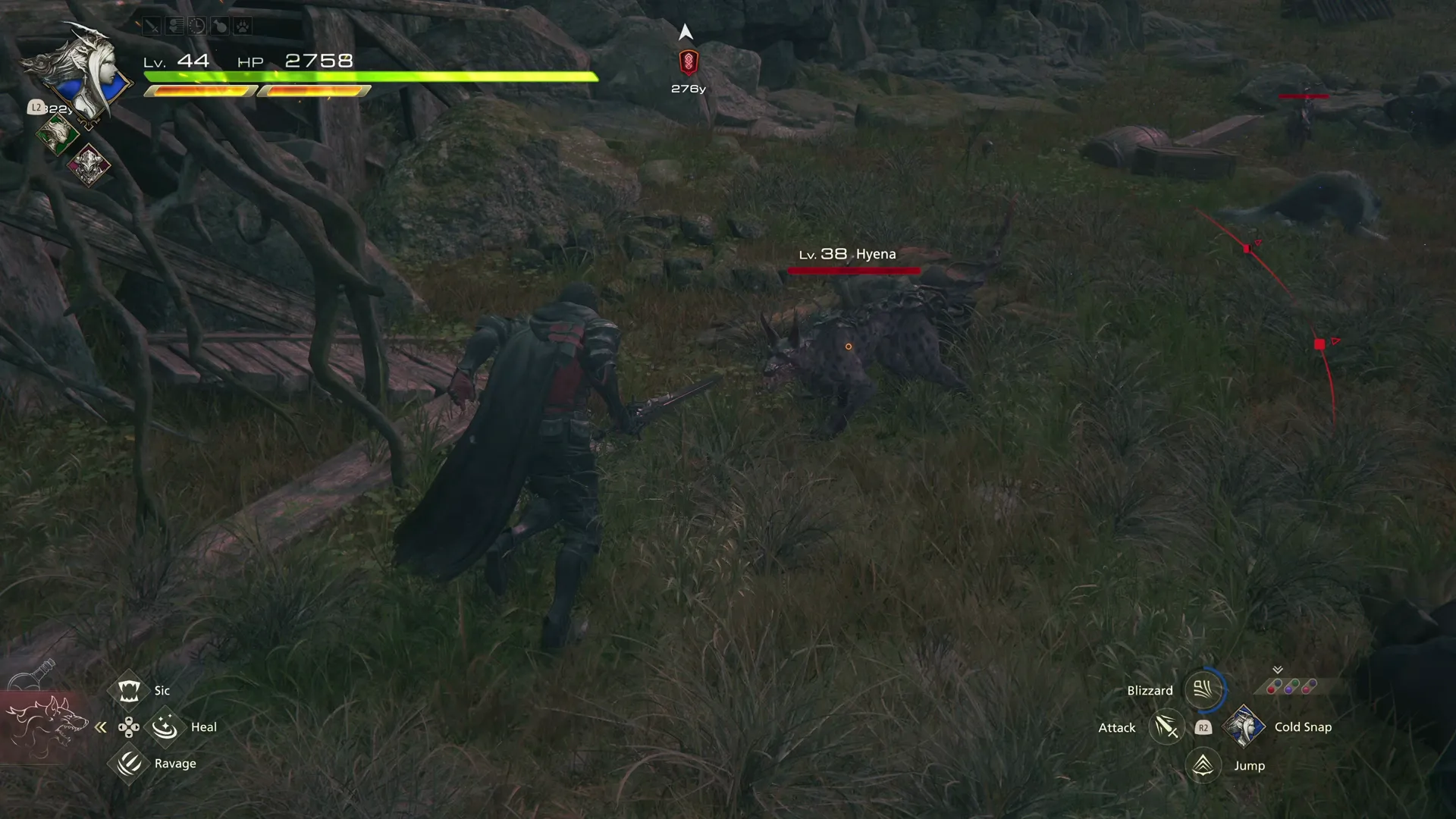 Initiating a battle against Hyenas for Ability Points