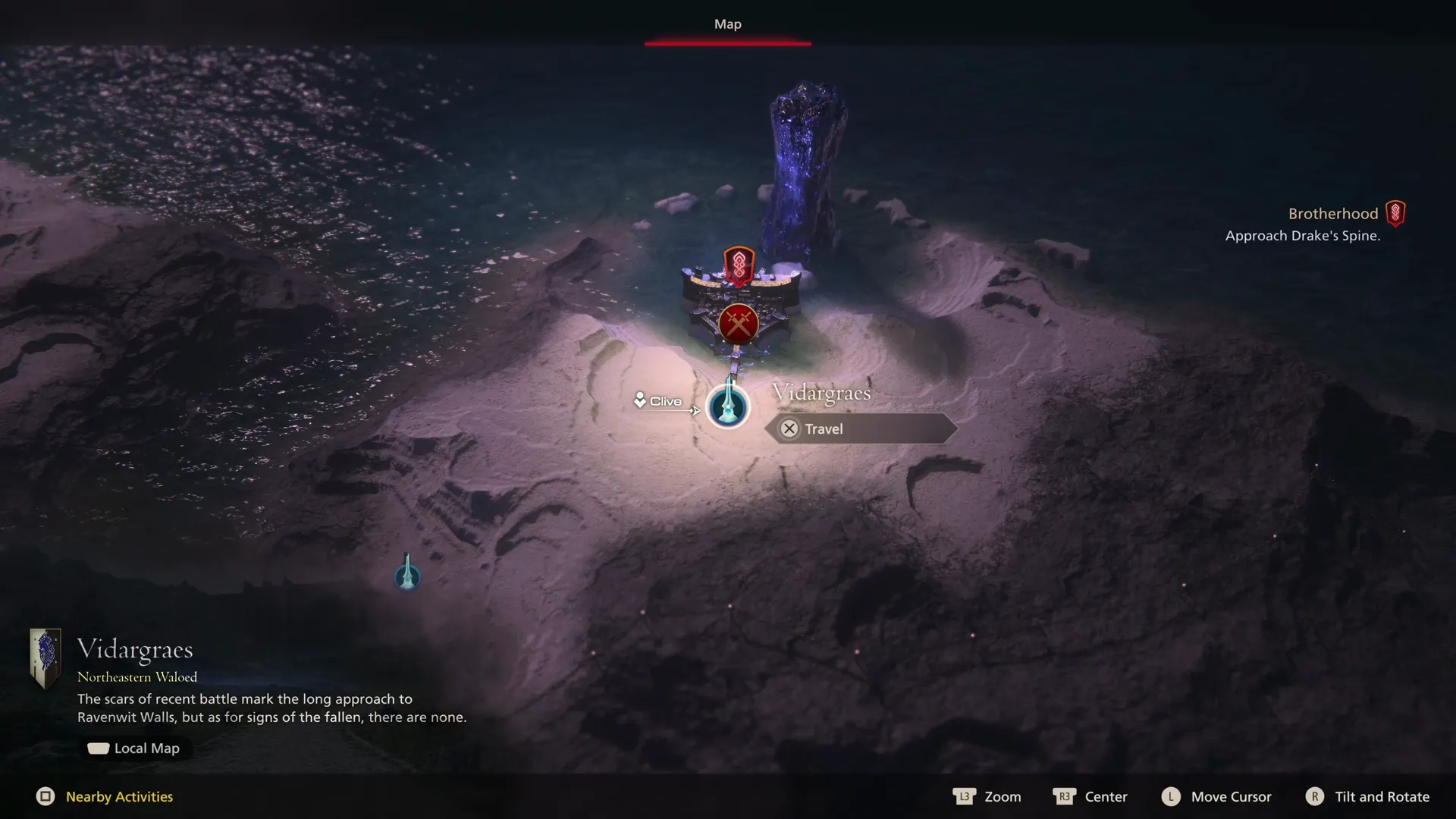 Selecting Vidargraes from the World Map