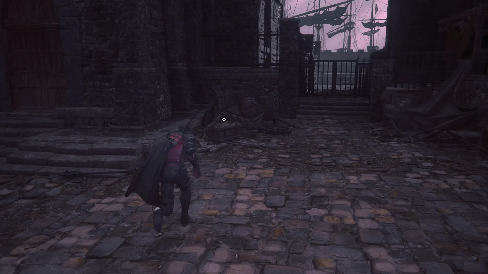 Approaching the treasure coffer that contains Steelsilk, Bloody Hides, and Sharp Fangs