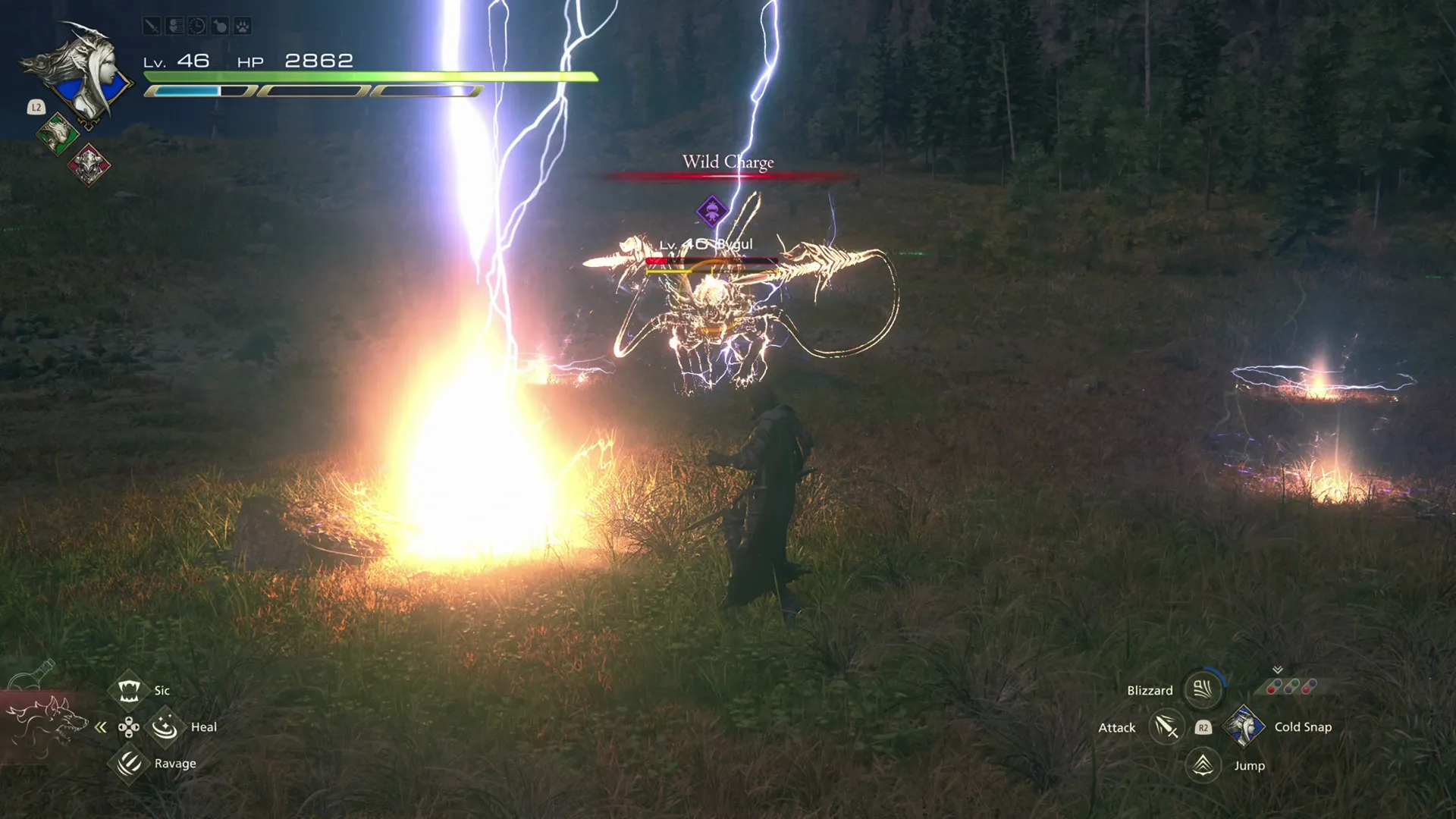 Bygul using its Wild Charge attack in the middle of the field