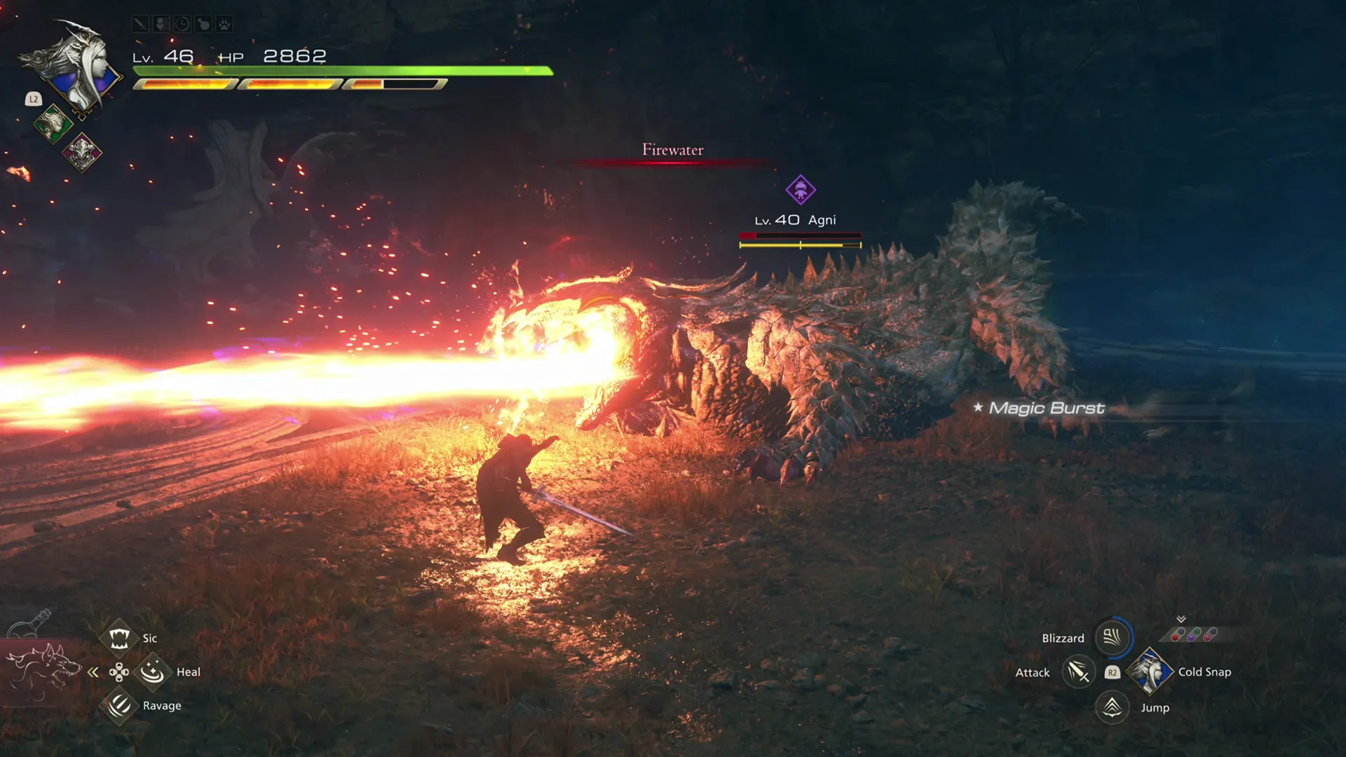 Agni using its Firewater attack