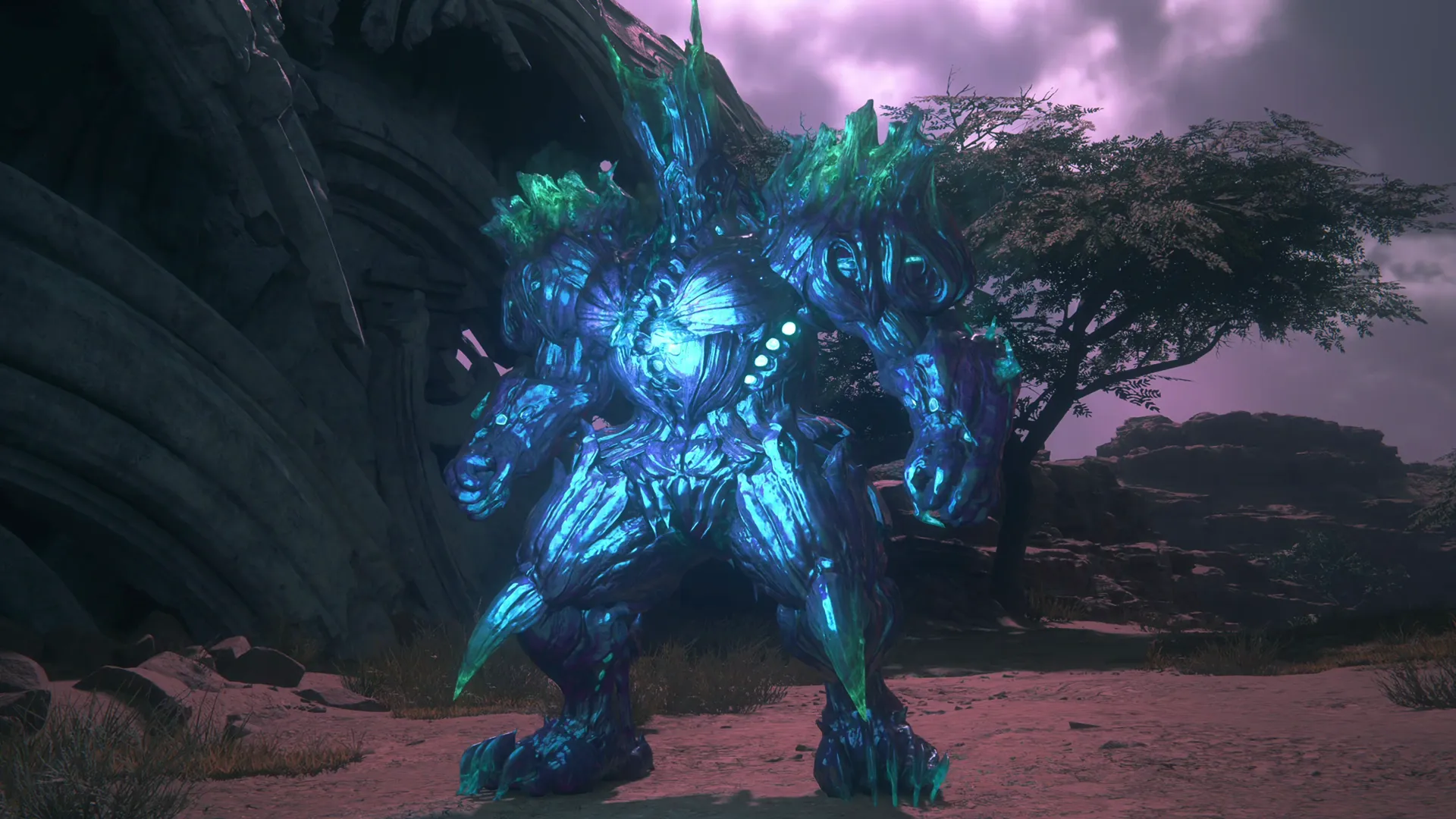 Close-up of Thanatos at the start of the Notorious Mark battle in Titan’s Wake