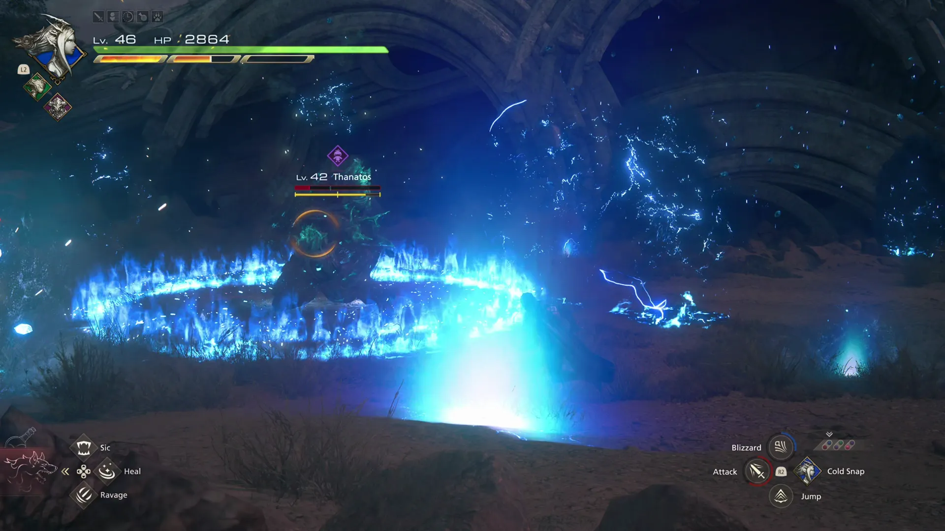 Thanatos using its Destrudo attack