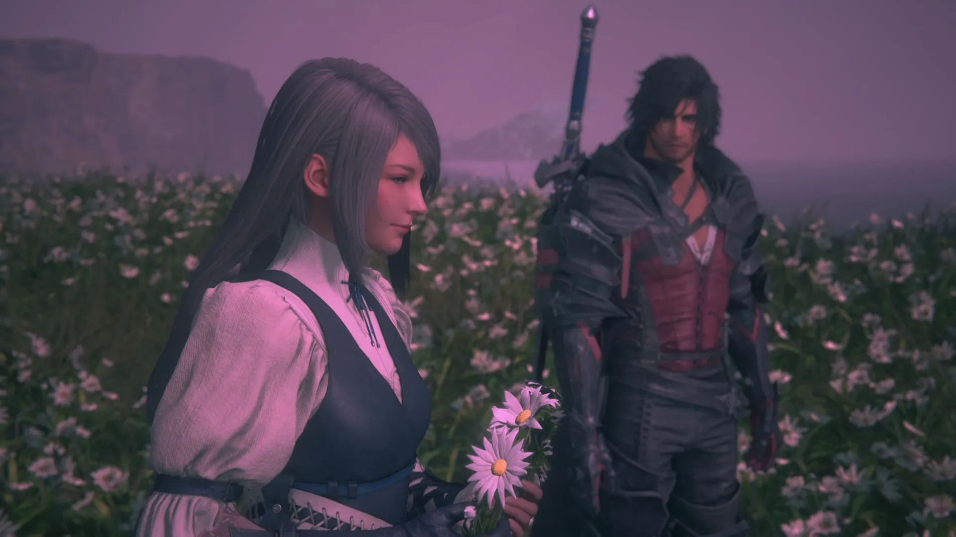 Cinematic of Clive and Jill amongst the flowers