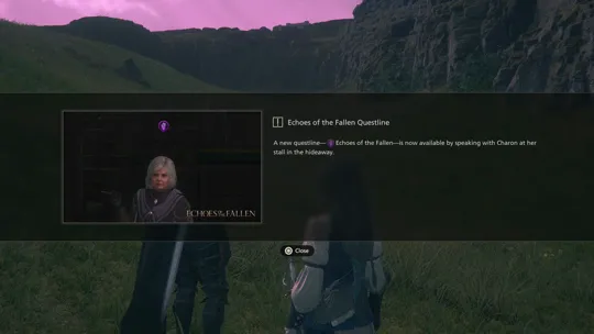 Tutorial Message explaining that the Echoes of the Fallen DLC Expansion can now be accessed