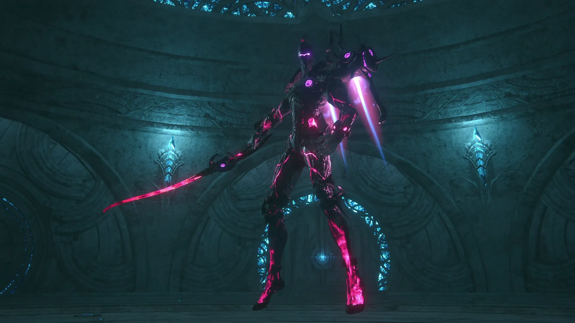 Close-up of Omicron during the first mini-boss battle