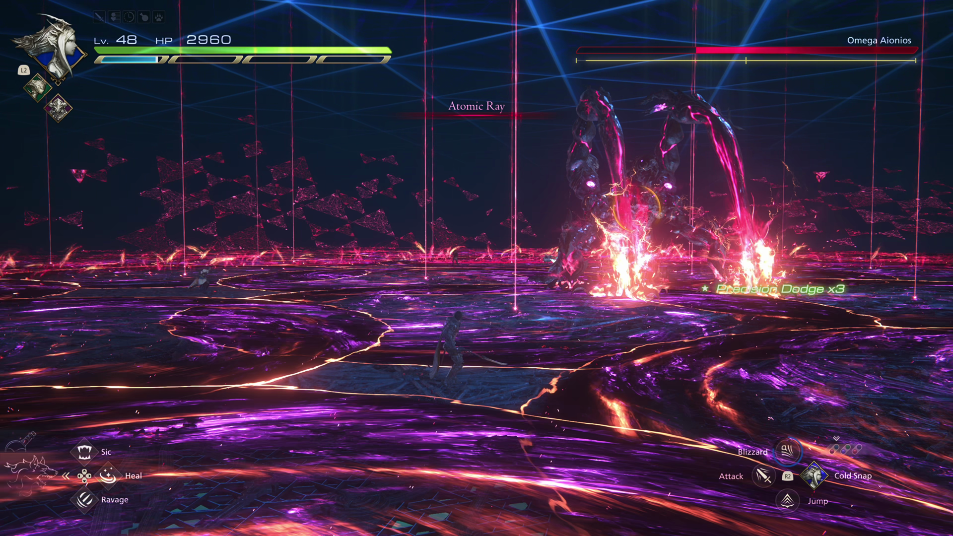 Omega using its Atomic Ray attack