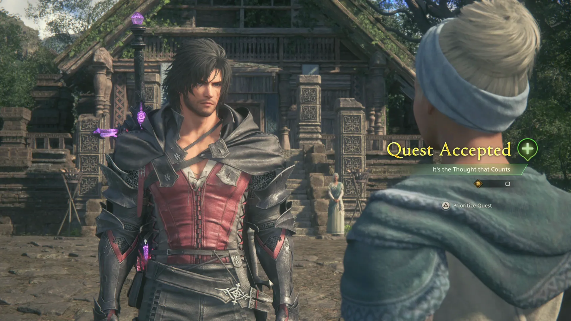 Accepting the It’s the Thought that Counts Optional Quest from Wyrda near the Witanhall