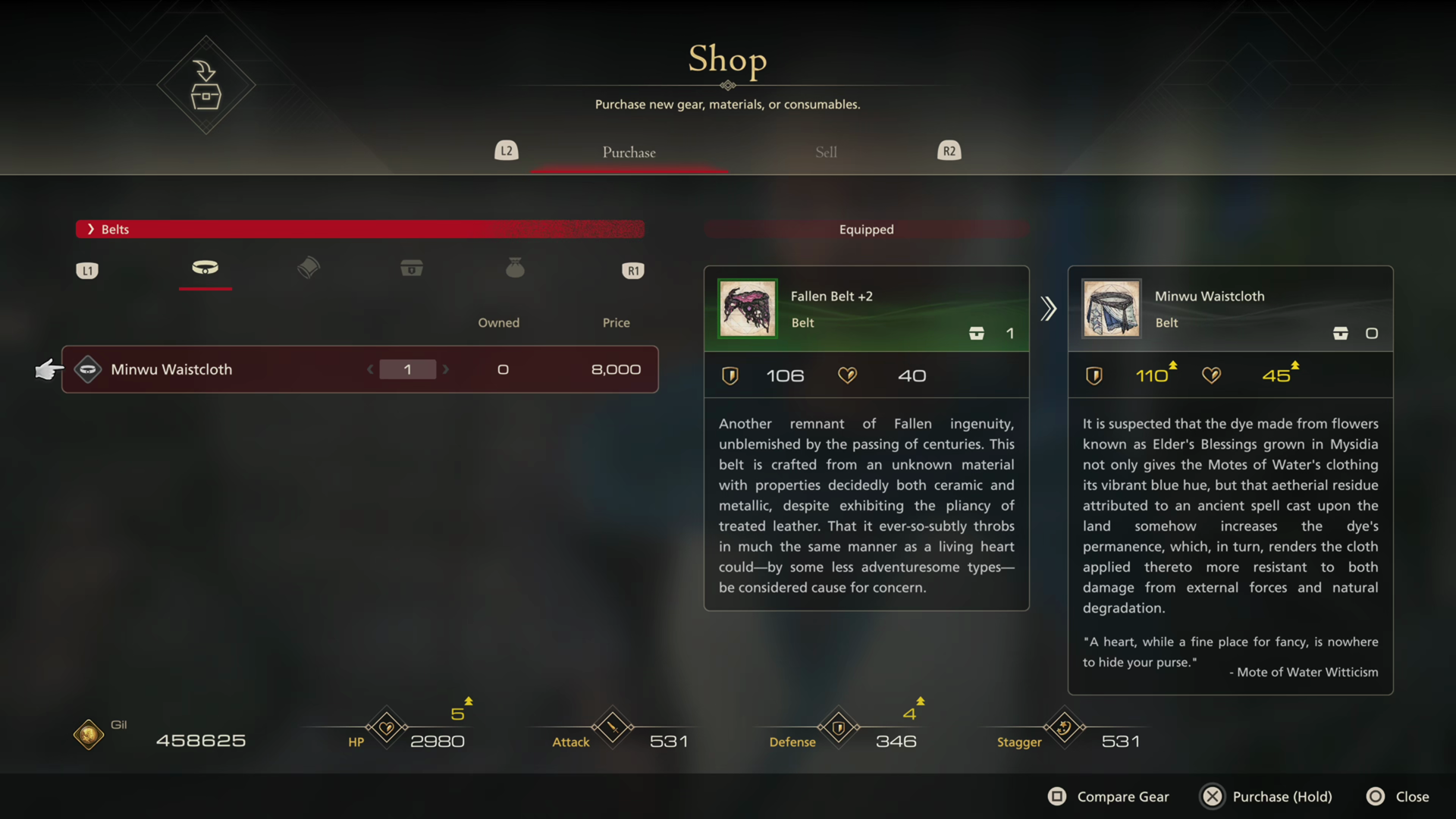 Purchasing the Minwu Waistcloth from the shop in Haven
