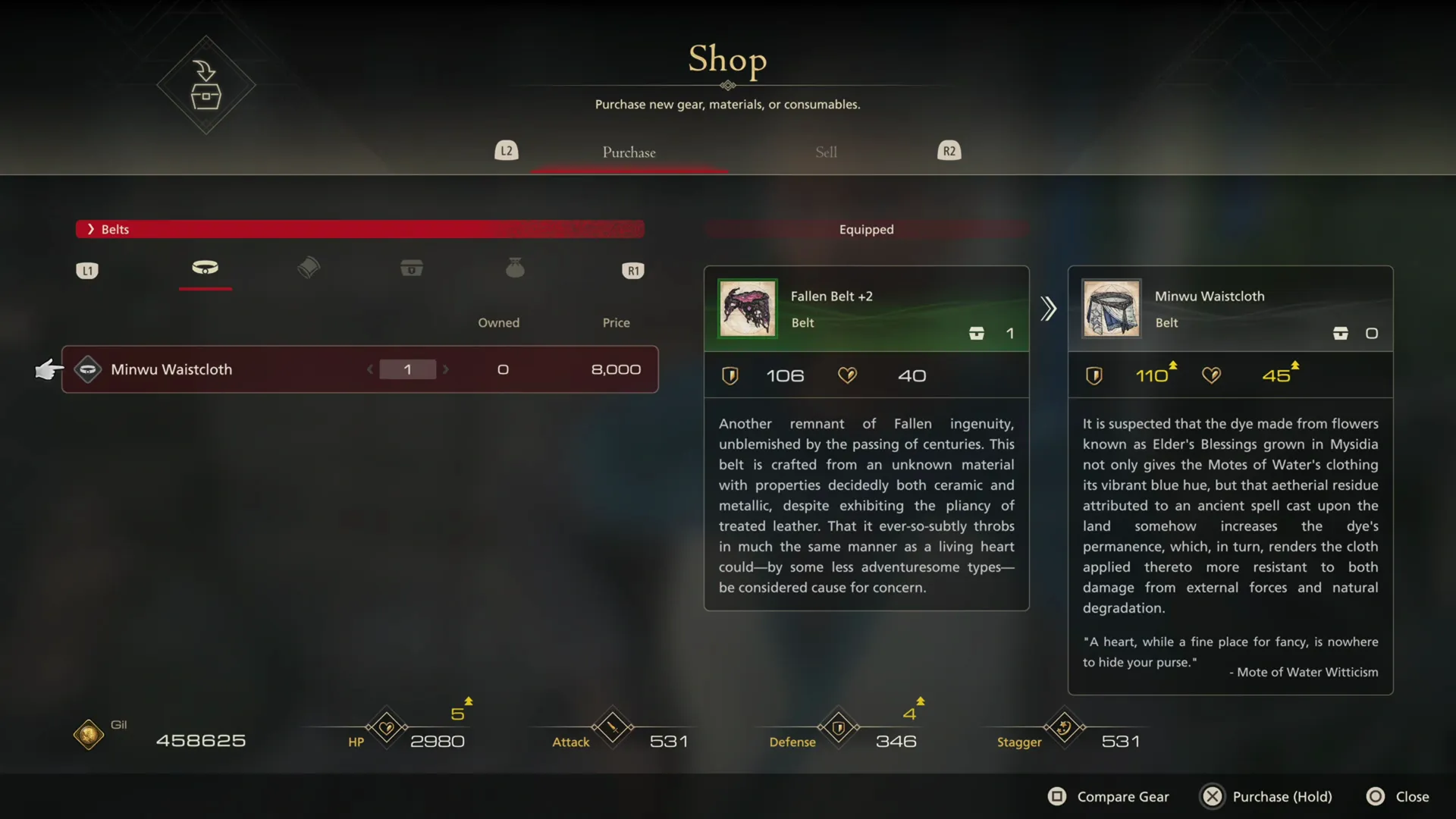 Purchasing the Minwu Waistcloth from the shop in Haven