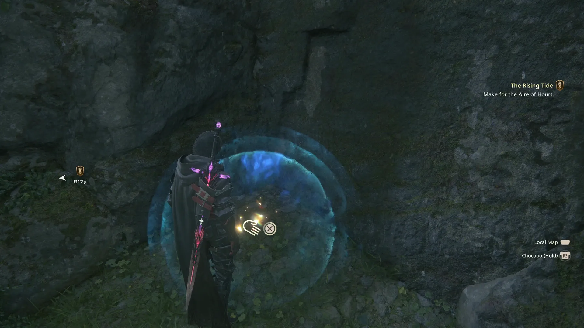 Picking up one of the Aquamarine off the ground