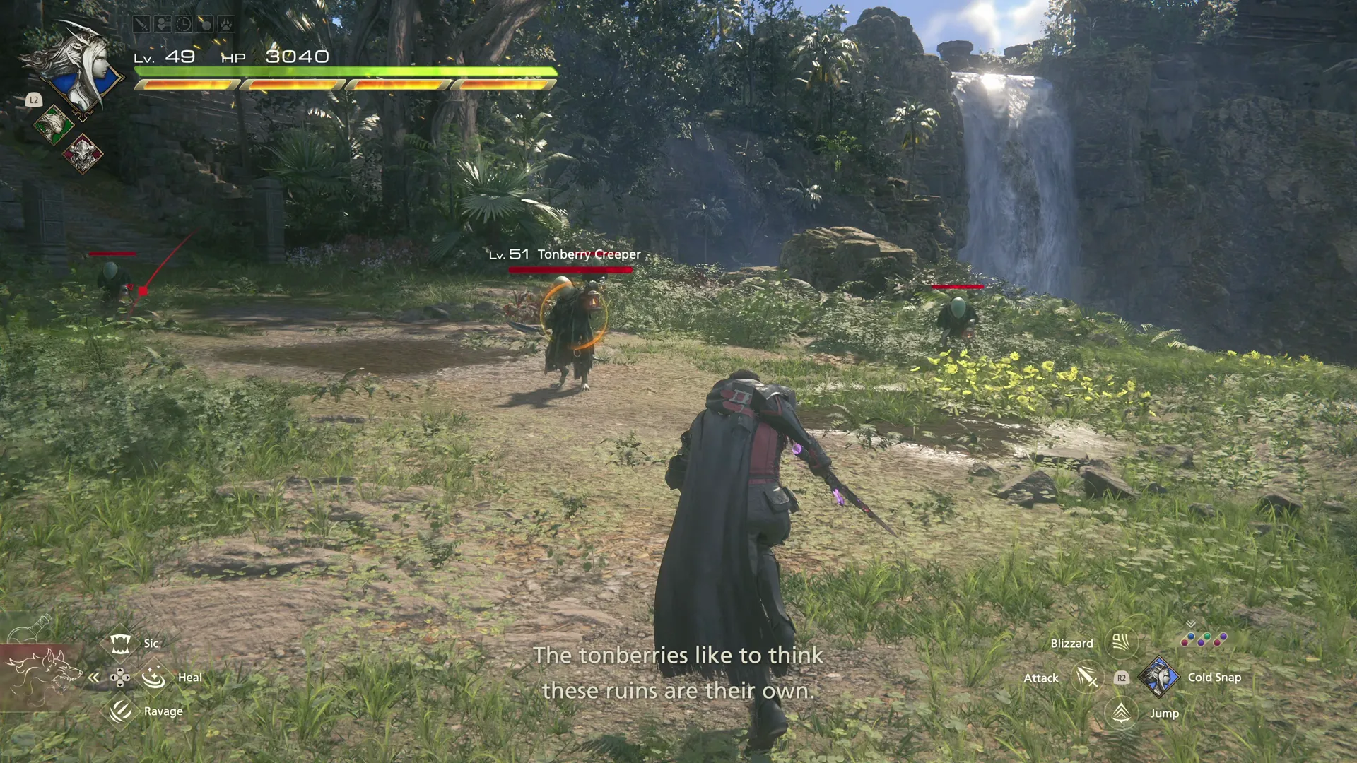 Approaching a group of Tonberry Creepers at the entrance to the Aire of Hours