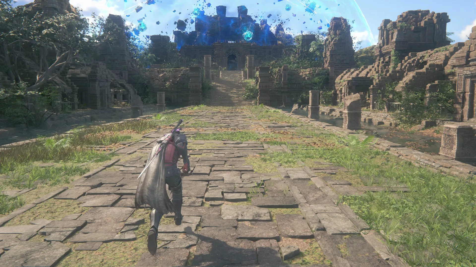 Walking along one of the bridge walkways in the center of the Aire of Hours